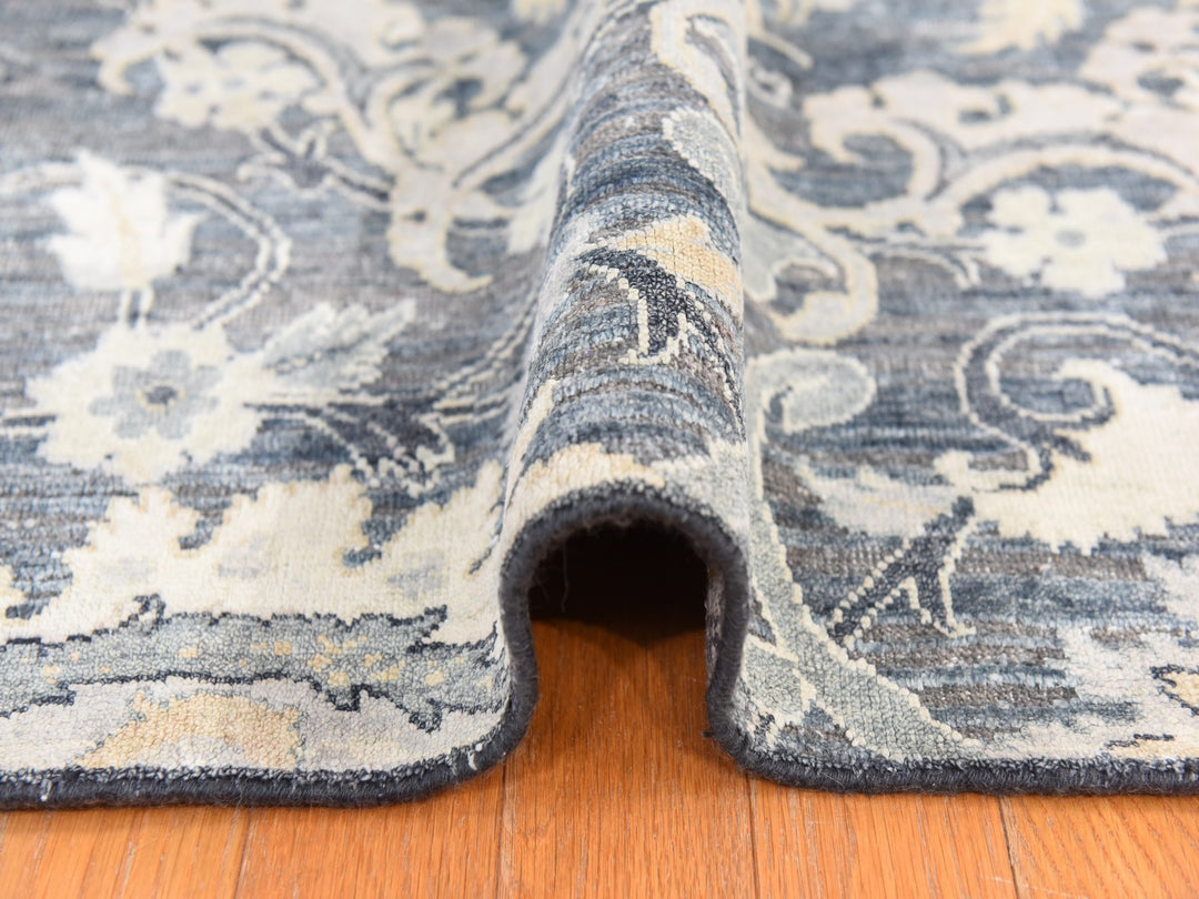 8'10" x 12'2" New Hand Knotted Grey Wool & Silk Rectangle Oriental Rug - MOA10278743
