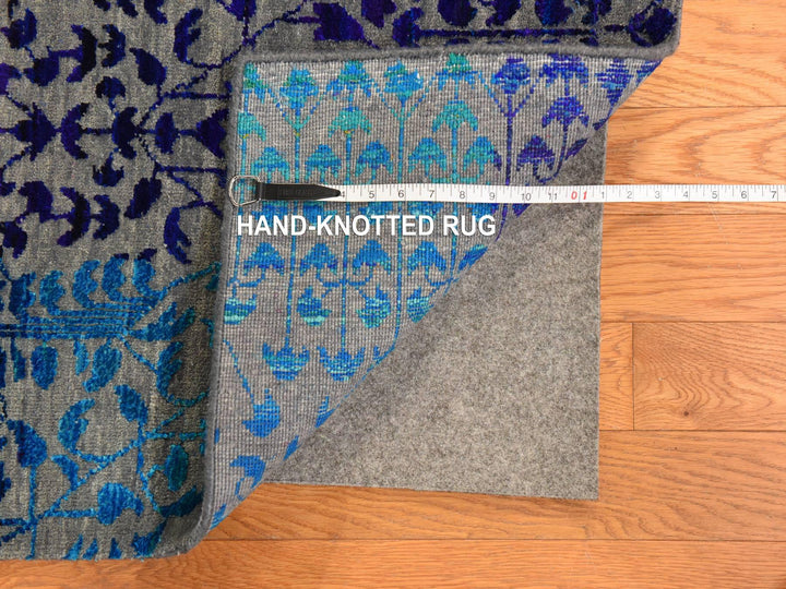 9'0" x 12'1" New Hand Knotted Multicolored Sari Silk Rectangle Oriental Rug - MOA10278744