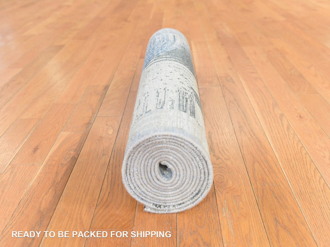 2'7" x 12'0" New Hand Knotted Ivory Wool & Silk Runner Oriental Rug - MOA10278747