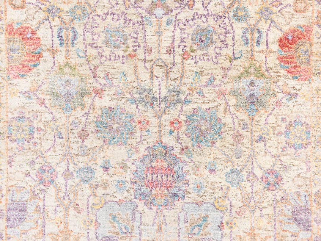 2'7" x 12'0" New Hand Knotted Ivory Wool & Silk Runner Oriental Rug - MOA10278748