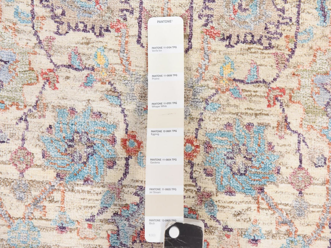 2'7" x 12'0" New Hand Knotted Ivory Wool & Silk Runner Oriental Rug - MOA10278748