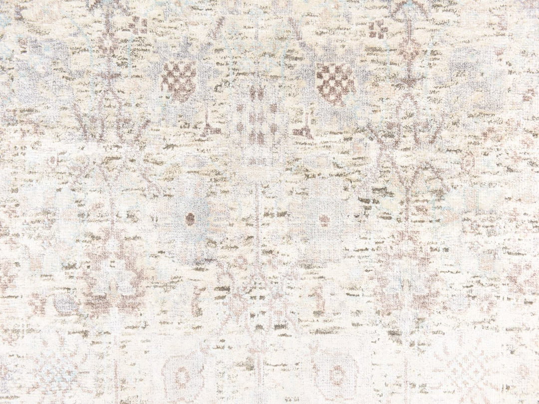 2'5" x 12'0" New Hand Knotted Ivory Silk Runner Oriental Rug - MOA10278749