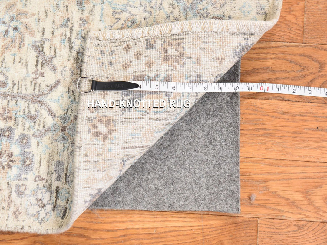 2'5" x 12'0" New Hand Knotted Ivory Silk Runner Oriental Rug - MOA10278749