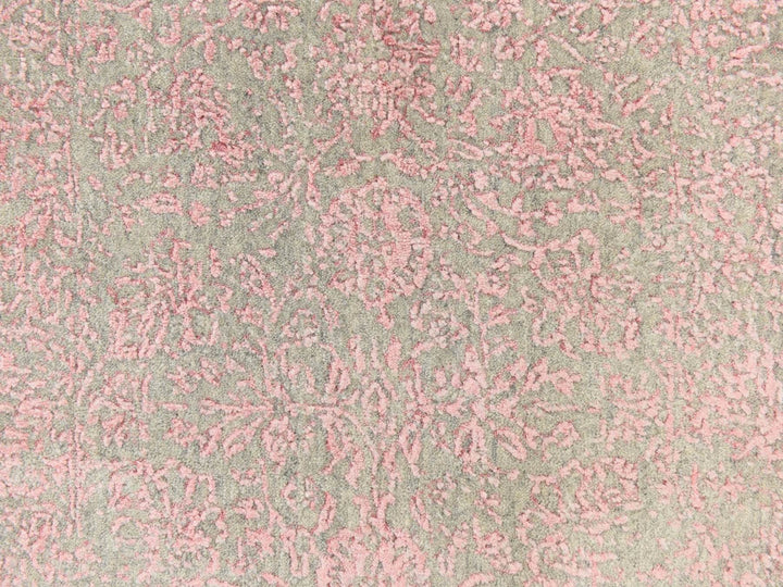 2'6" x 11'10" New Hand Loomed Pink Wool & Silk Runner Oriental Rug - MOA10278750