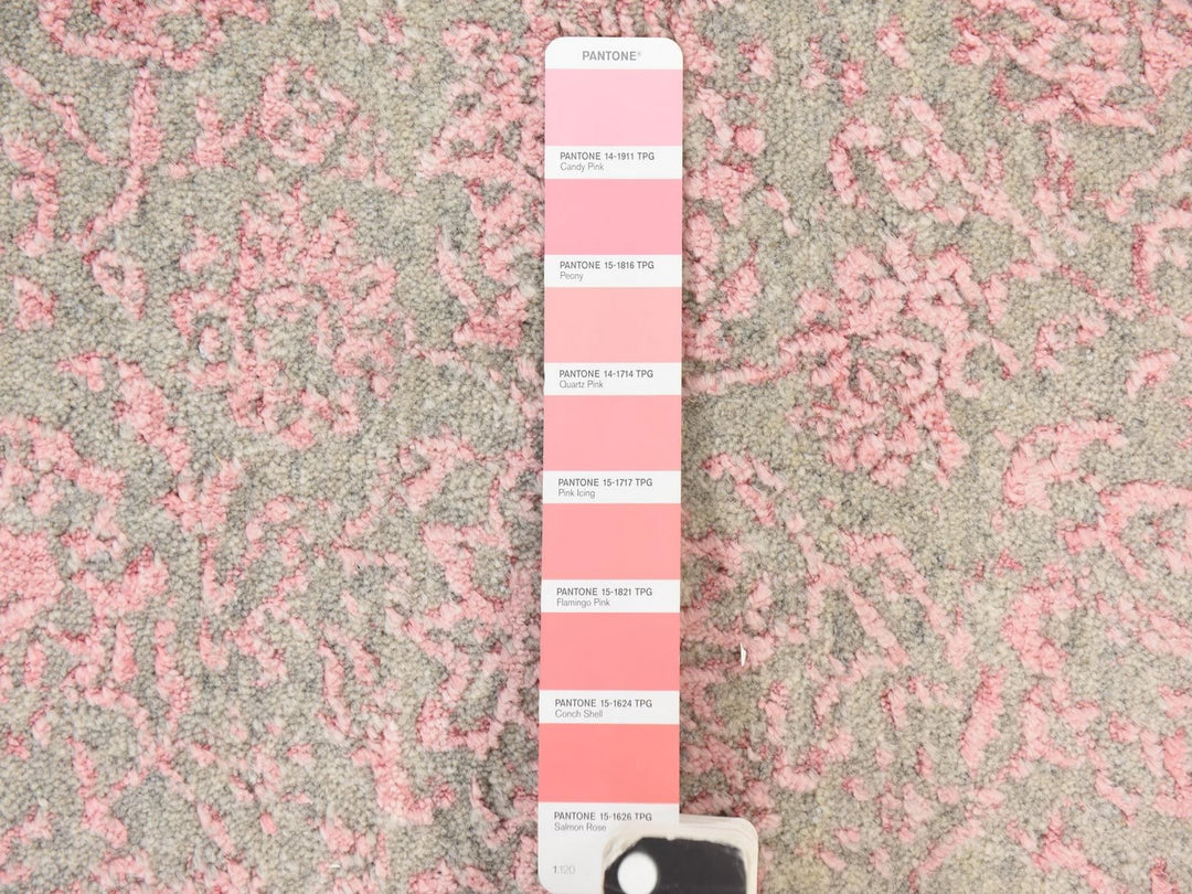 2'6" x 11'10" New Hand Loomed Pink Wool & Silk Runner Oriental Rug - MOA10278750