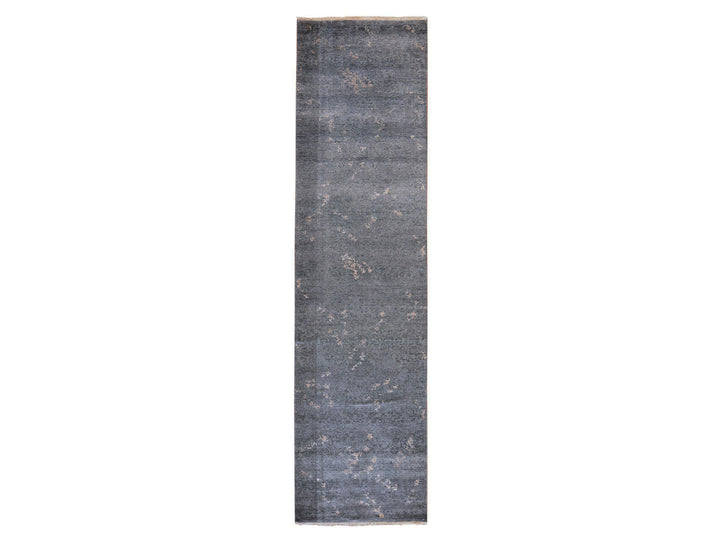 3'0" x 11'9" New Hand Knotted Grey Art Silk Runner Oriental Rug - MOA10278751