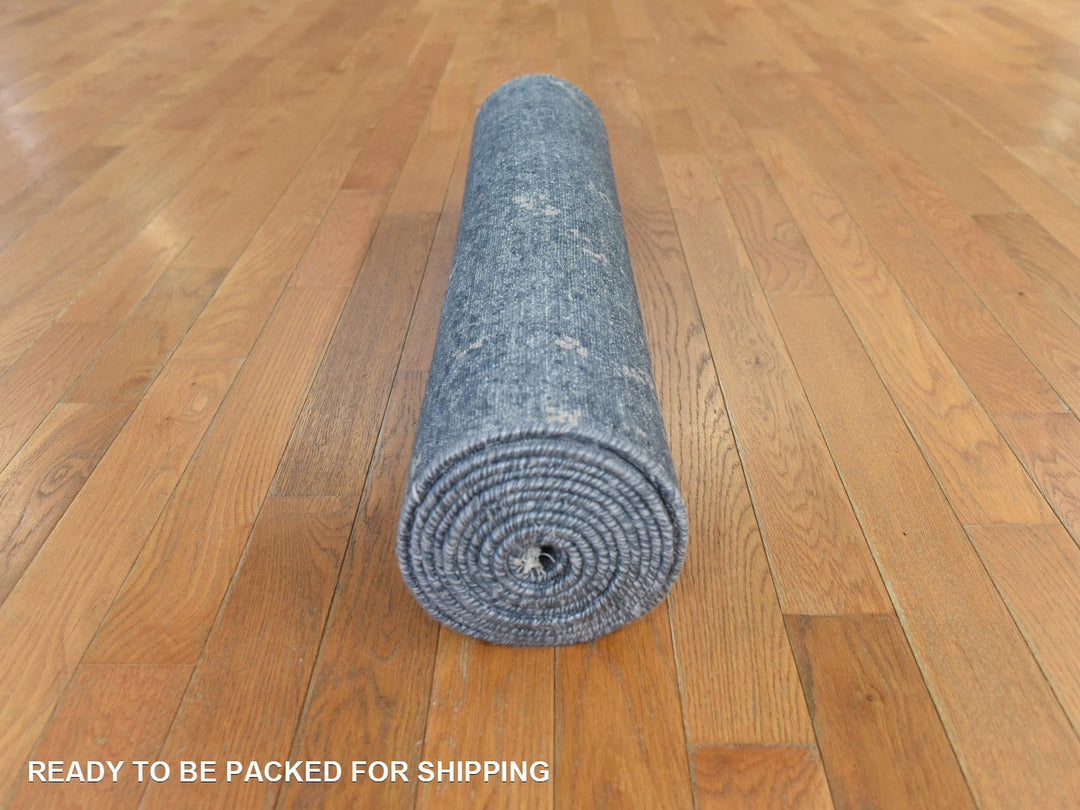 3'0" x 11'9" New Hand Knotted Grey Art Silk Runner Oriental Rug - MOA10278751