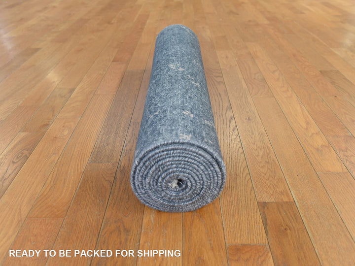 3'0" x 11'9" New Hand Knotted Grey Art Silk Runner Oriental Rug - MOA10278751
