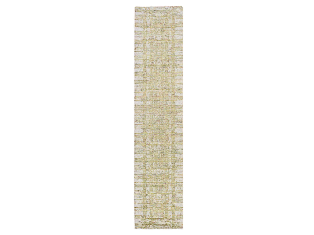 2'6" x 11'9" New Hand Loomed Beige Wool & Silk Runner Oriental Rug - MOA10278752
