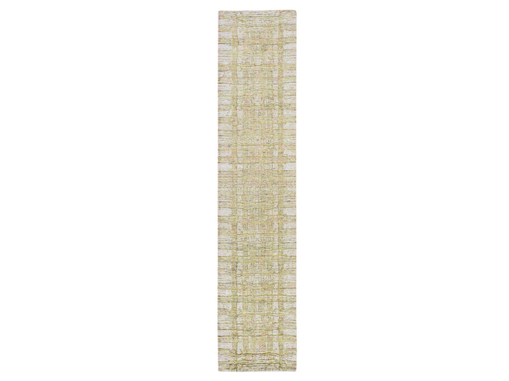 2'6" x 11'9" New Hand Loomed Beige Wool & Silk Runner Oriental Rug - MOA10278752
