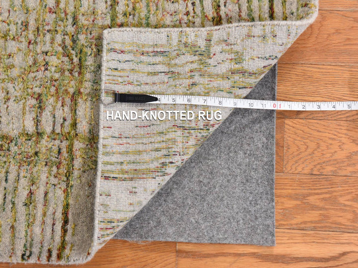 2'6" x 11'9" New Hand Loomed Beige Wool & Silk Runner Oriental Rug - MOA10278752