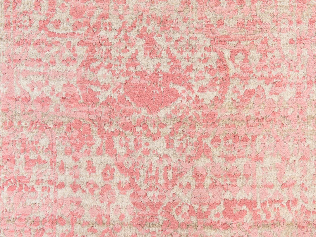 2'8" x 11'10" New Hand Knotted Pink Wool & Silk Runner Oriental Rug - MOA10278753