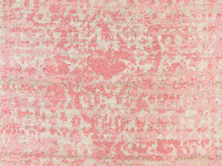2'8" x 11'10" New Hand Knotted Pink Wool & Silk Runner Oriental Rug - MOA10278753