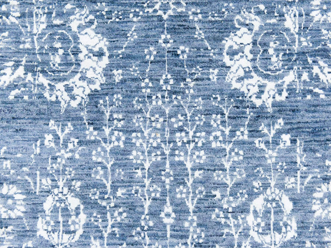 2'6" x 10'2" New Hand Knotted Blue Wool & Silk Runner Oriental Rug - MOA10278756