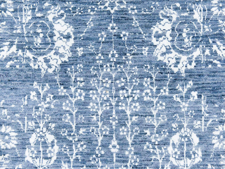 2'6" x 10'2" New Hand Knotted Blue Wool & Silk Runner Oriental Rug - MOA10278756