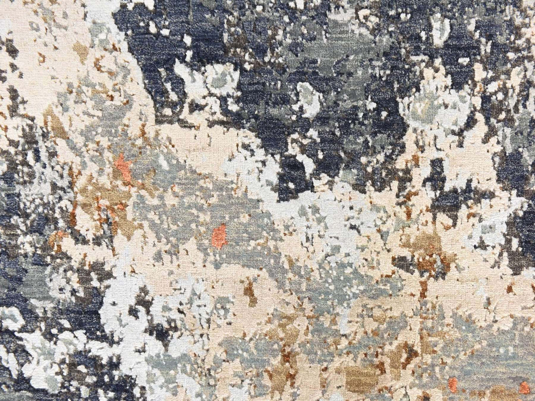 2'6" x 10'0" New Hand Knotted Grey Wool & Silk Runner Oriental Rug - MOA10278757