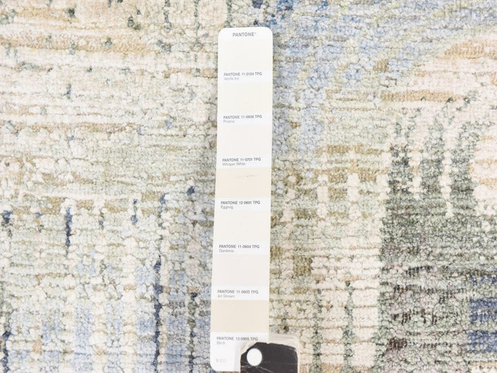 2'7" x 10'4" New Hand Knotted Ivory Wool & Silk Runner Oriental Rug - MOA10278758