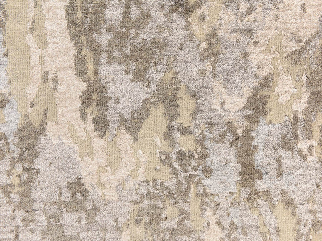2'8" x 10'0" New Hand Knotted Grey Wool & Silk Runner Oriental Rug - MOA10278759