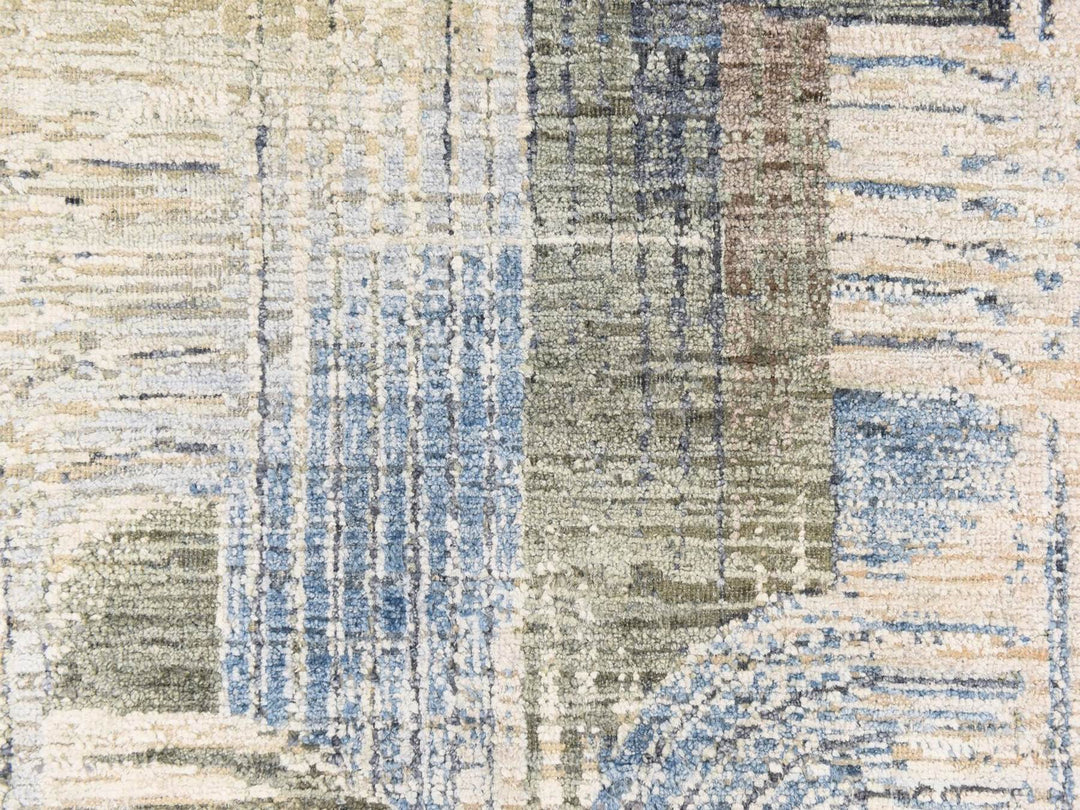 2'7" x 10'4" New Hand Knotted Ivory Wool & Silk Runner Oriental Rug - MOA10278760
