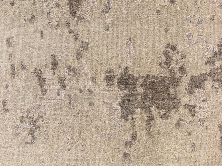 2'8" x 9'7" New Hand Knotted Grey Wool & Silk Runner Oriental Rug - MOA10278761