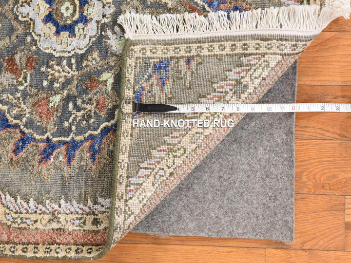 2'6" x 10'0" New Hand Knotted Grey Wool & Silk Runner Oriental Rug - MOA10278762
