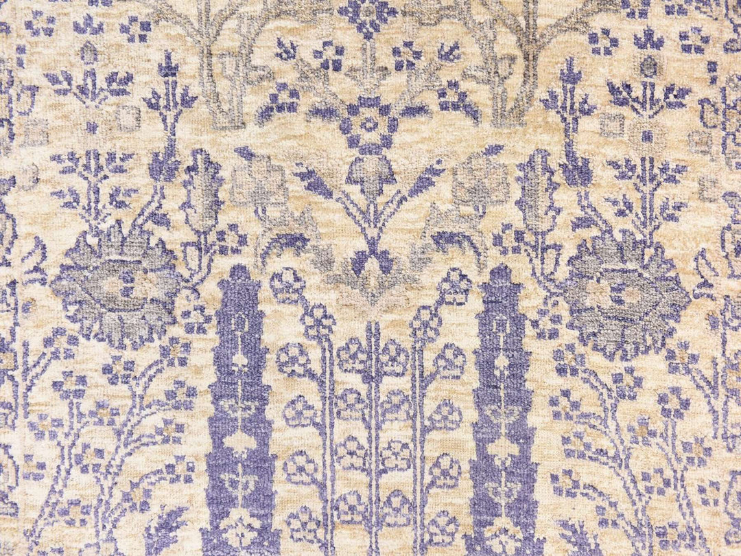 2'7" x 10'1" New Hand Knotted Ivory Wool & Silk Runner Oriental Rug - MOA10278763