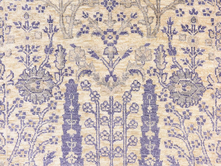 2'7" x 10'1" New Hand Knotted Ivory Wool & Silk Runner Oriental Rug - MOA10278763