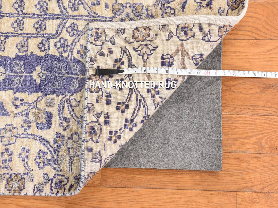 2'7" x 10'1" New Hand Knotted Ivory Wool & Silk Runner Oriental Rug - MOA10278763