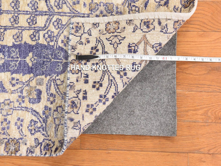2'7" x 10'1" New Hand Knotted Ivory Wool & Silk Runner Oriental Rug - MOA10278763