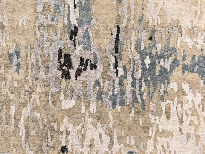 2'5" x 9'9" New Hand Knotted Beige Wool & Silk Runner Oriental Rug - MOA10278765