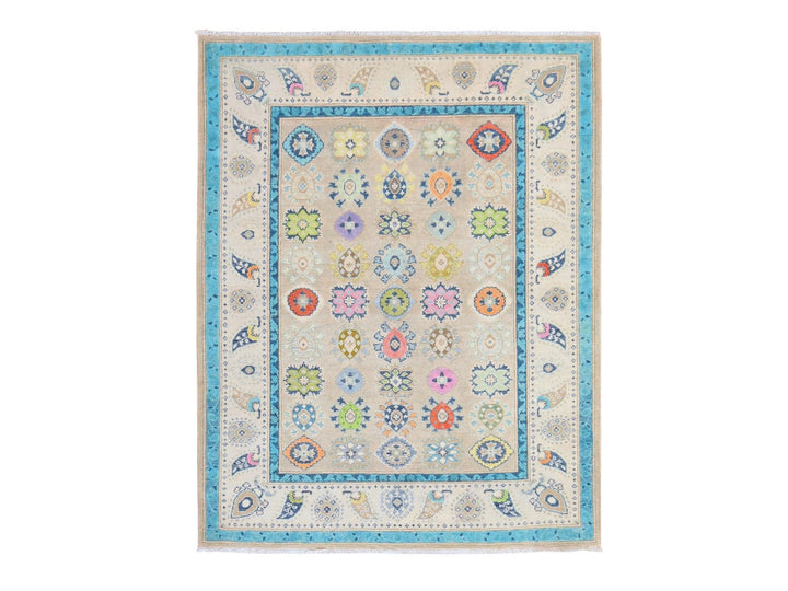 5'0" x 6'4" New Hand Knotted Beige Wool Rectangle Oriental Rug - MOA10278766
