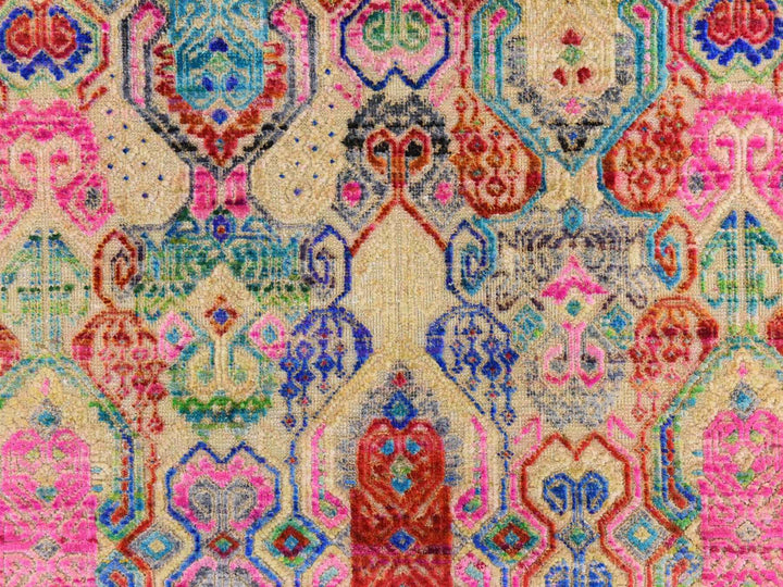 5'0" x 6'10" New Hand Knotted Multicolored Wool & Silk Rectangle Oriental Rug - MOA10278767