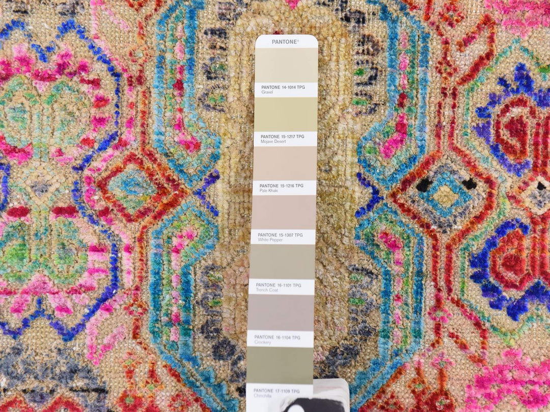 5'0" x 6'10" New Hand Knotted Multicolored Wool & Silk Rectangle Oriental Rug - MOA10278767