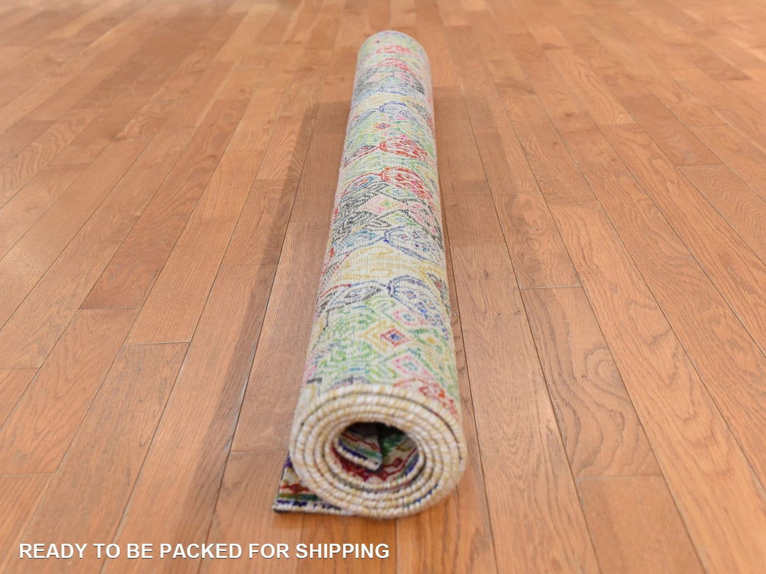 5'0" x 6'10" New Hand Knotted Multicolored Wool & Silk Rectangle Oriental Rug - MOA10278767