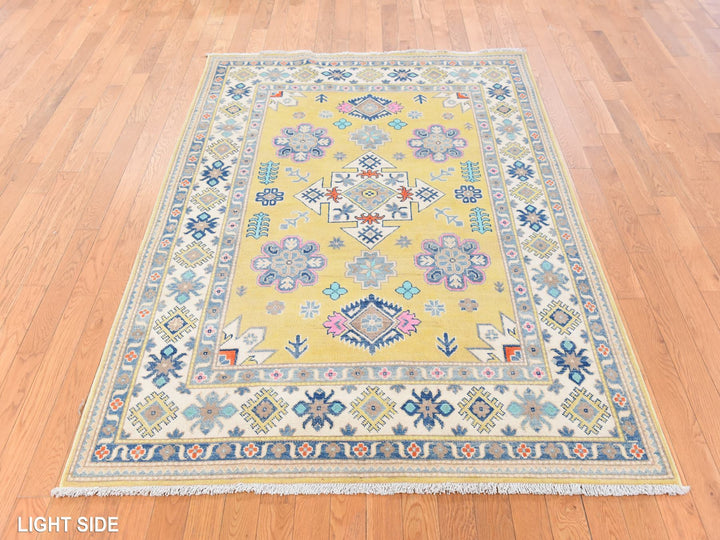 4'10" x 6'6" New Hand Knotted Yellow Wool Rectangle Oriental Rug - MOA10278770