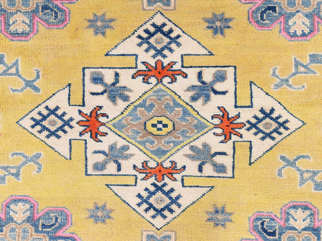 4'10" x 6'6" New Hand Knotted Yellow Wool Rectangle Oriental Rug - MOA10278770