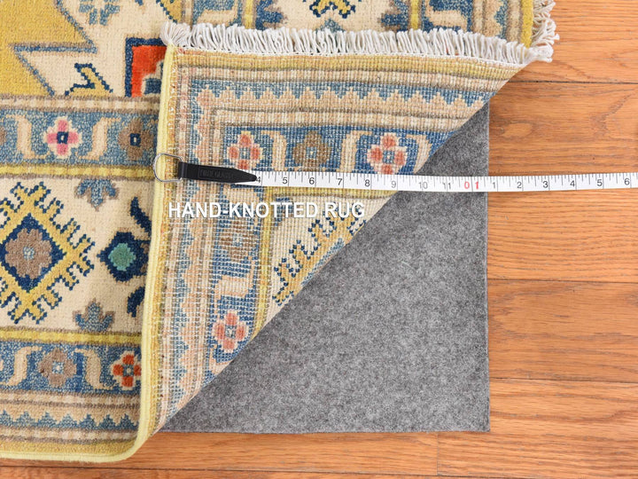 4'10" x 6'6" New Hand Knotted Yellow Wool Rectangle Oriental Rug - MOA10278770