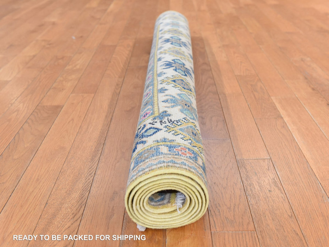 4'10" x 6'6" New Hand Knotted Yellow Wool Rectangle Oriental Rug - MOA10278770