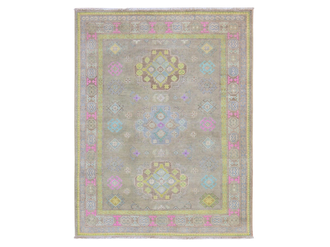 5'0" x 6'6" New Hand Knotted Brown Wool Rectangle Oriental Rug - MOA10278771