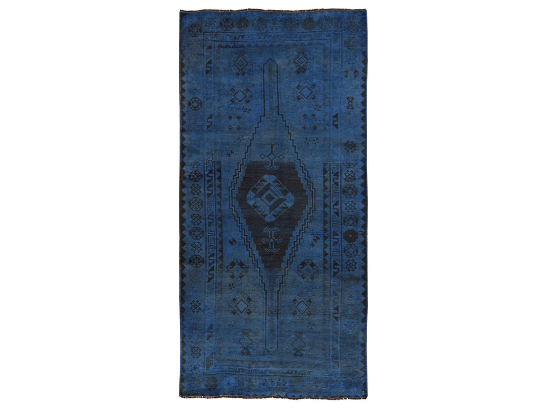 5'0" x 10'0" Vintage Hand Knotted Overdyed Wool Runner Oriental Rug - MOA10278774