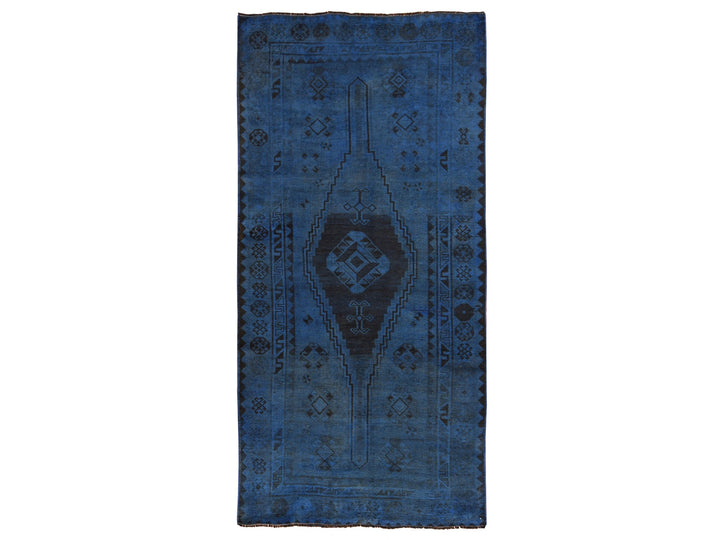 5'0" x 10'0" Vintage Hand Knotted Overdyed Wool Runner Oriental Rug - MOA10278774