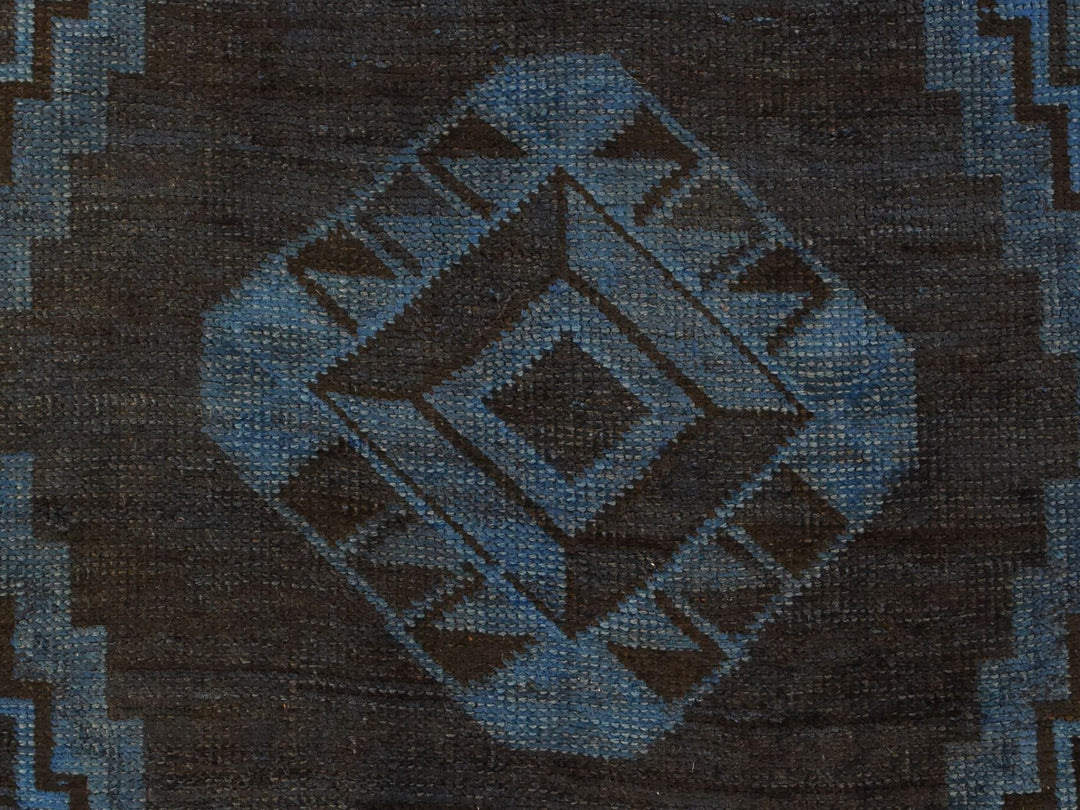 5'0" x 10'0" Vintage Hand Knotted Overdyed Wool Runner Oriental Rug - MOA10278774