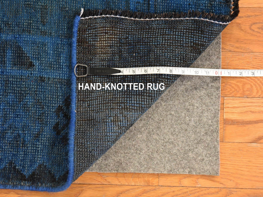 5'0" x 10'0" Vintage Hand Knotted Overdyed Wool Runner Oriental Rug - MOA10278774