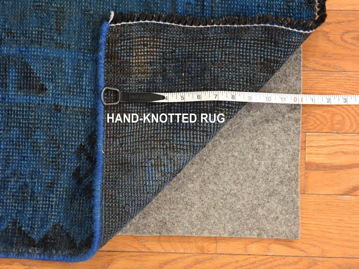 5'0" x 10'0" Vintage Hand Knotted Overdyed Wool Runner Oriental Rug - MOA10278774
