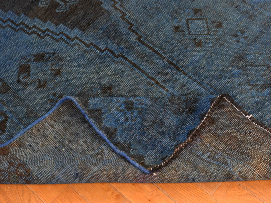 5'0" x 10'0" Vintage Hand Knotted Overdyed Wool Runner Oriental Rug - MOA10278774