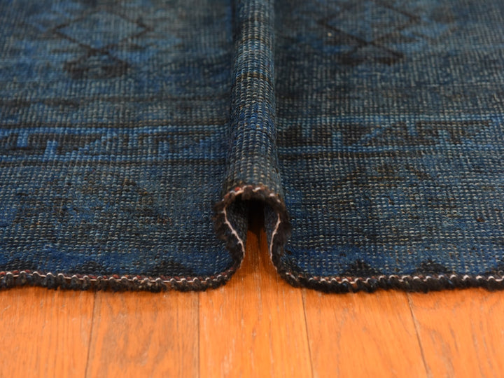 5'0" x 10'0" Vintage Hand Knotted Overdyed Wool Runner Oriental Rug - MOA10278774