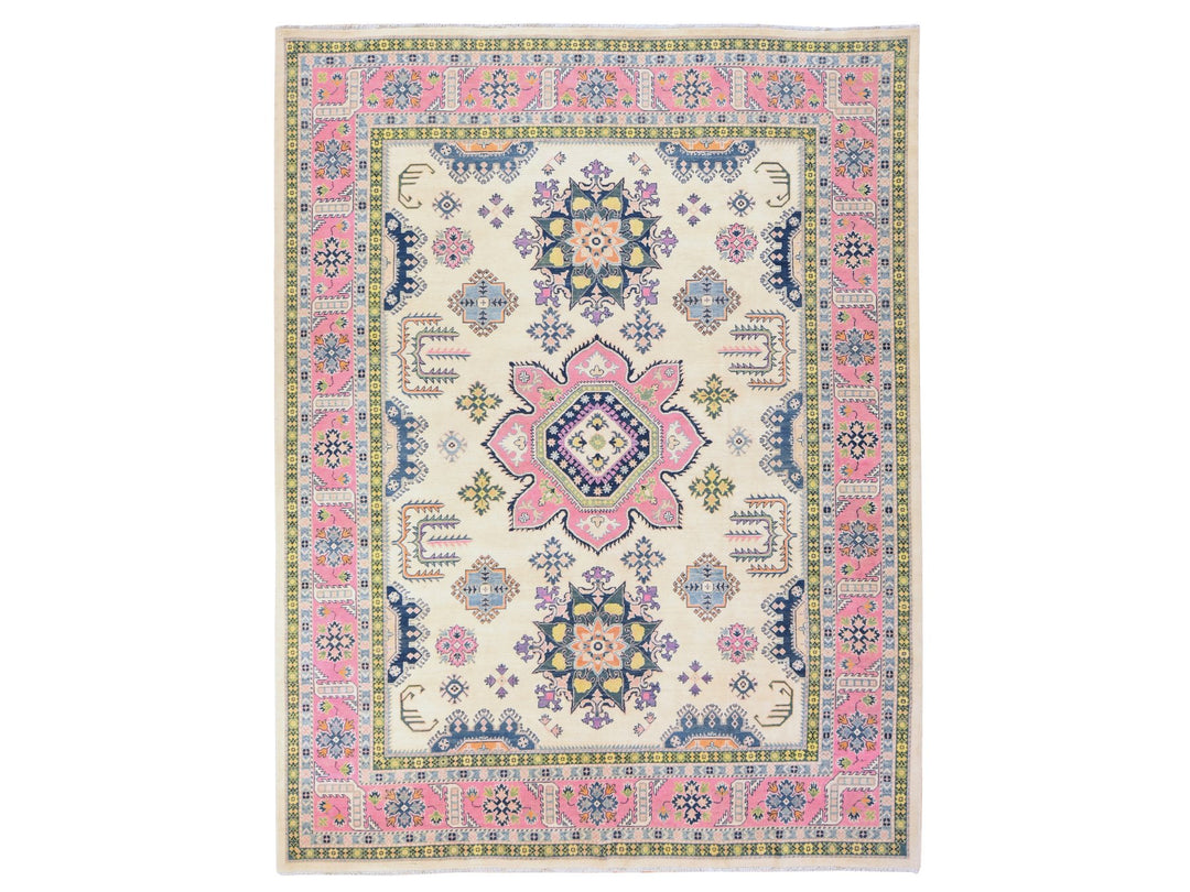 8'10" x 11'6" New Hand Knotted Ivory Wool Rectangle Oriental Rug - MOA10278775