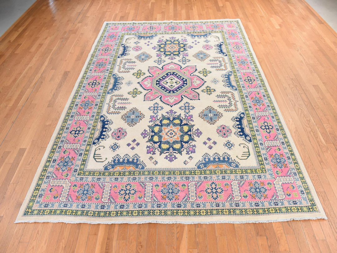 8'10" x 11'6" New Hand Knotted Ivory Wool Rectangle Oriental Rug - MOA10278775