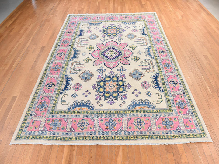 8'10" x 11'6" New Hand Knotted Ivory Wool Rectangle Oriental Rug - MOA10278775