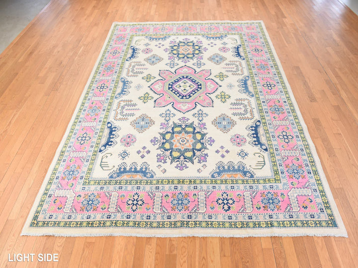 8'10" x 11'6" New Hand Knotted Ivory Wool Rectangle Oriental Rug - MOA10278775